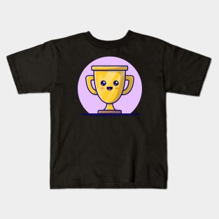 Cute Gold Trophy Cartoon Vector Icon Illustration Kids T-Shirt